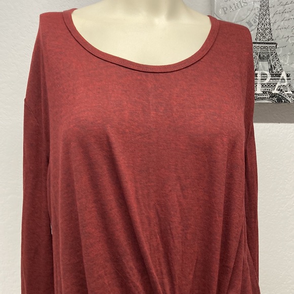 Umgee | Long Sleeve Burgundy Top, Side Knot Detail, Sz Med - Picture 2 of 10